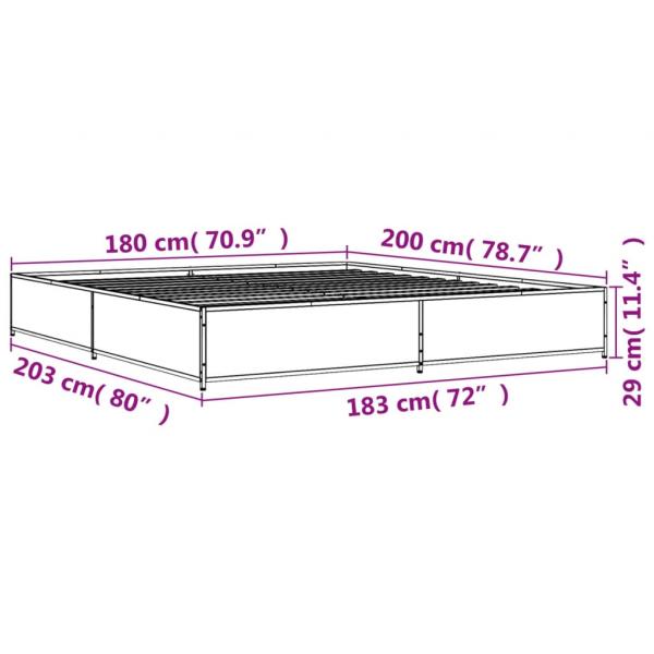 Bettgestell Sonoma-Eiche 180x200 cm Holzwerkstoff und Metall