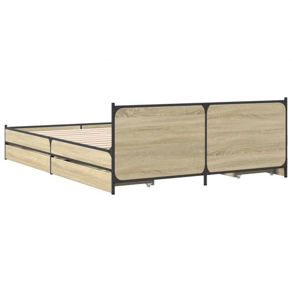 Bettgestell mit Schubladen Sonoma-Eiche 120x190cm Holzwerkstoff