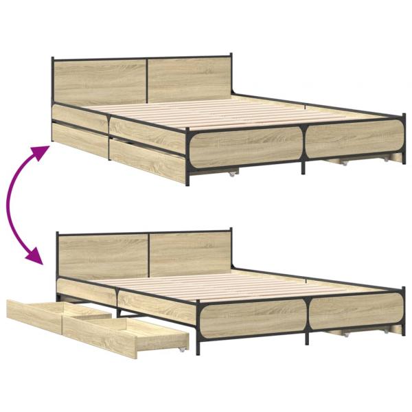 Bettgestell mit Schubladen Sonoma-Eiche 120x190cm Holzwerkstoff