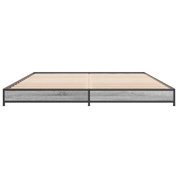 Bettgestell Grau Sonoma 135x190 cm Holzwerkstoff und Metall