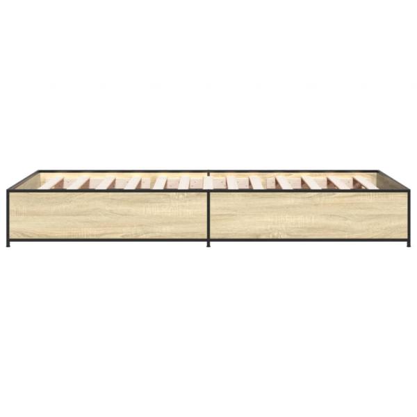 Bettgestell Sonoma-Eiche 100x200 cm Holzwerkstoff und Metall