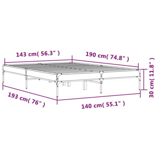 Bettgestell Sonoma-Eiche 140x190 cm Holzwerkstoff und Metall