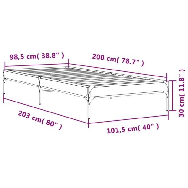 Bettgestell Räuchereiche 100x200 cm Holzwerkstoff und Metall