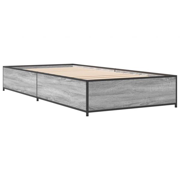 Bettgestell Grau Sonoma 75x190 cm Holzwerkstoff und Metall