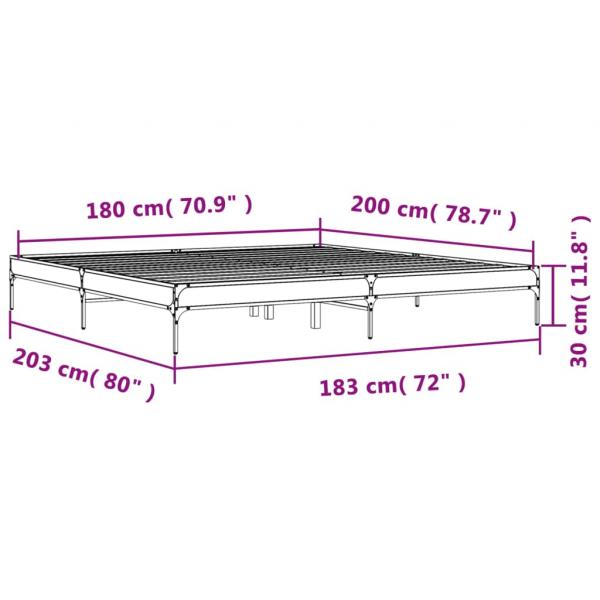 Bettgestell Sonoma-Eiche 180x200 cm Holzwerkstoff und Metall