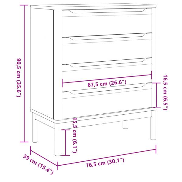 Kommode FLORO Wachsbraun Massivholz Kiefer