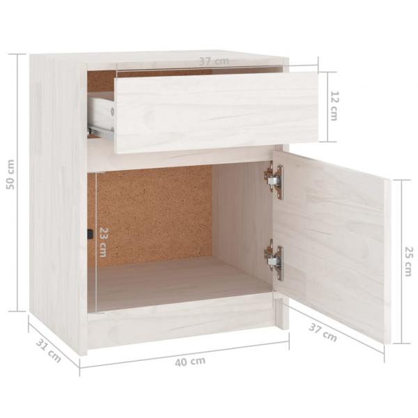 Nachtschrank Weiß 40x31x50 cm Massivholz Kiefer