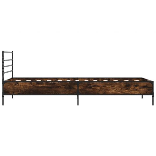 Bettgestell Räuchereiche 90x190 cm Holzwerkstoff und Metall