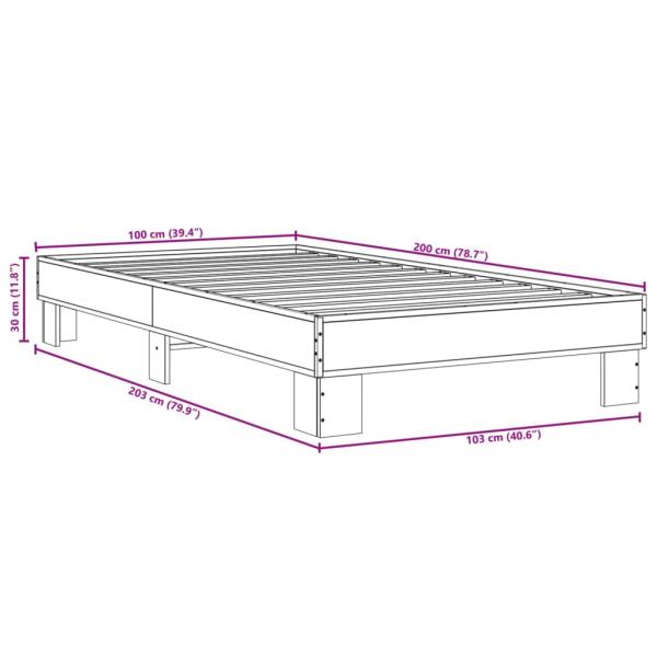 Bettgestell Sonoma-Eiche 100x200 cm Holzwerkstoff und Metall