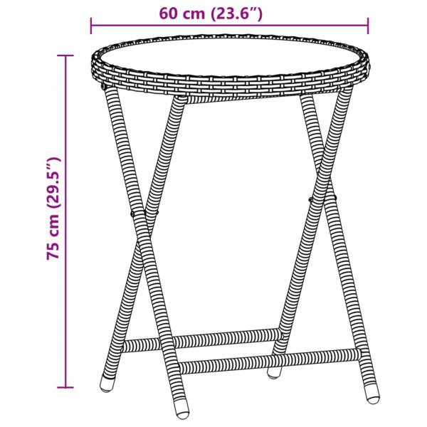 3-tlg. Bistro-Set mit Kissen Braun Poly Rattan und Glas