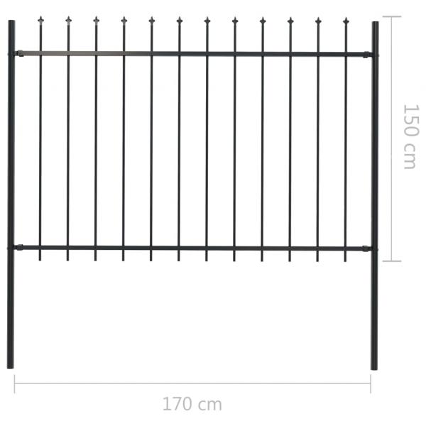 Gartenzaun mit Speerspitzen Stahl 1,7 x 1,5 m Schwarz