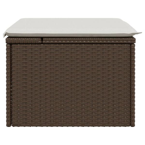 Gartenhocker mit Kissen Braun 55x55x37 cm Poly Rattan