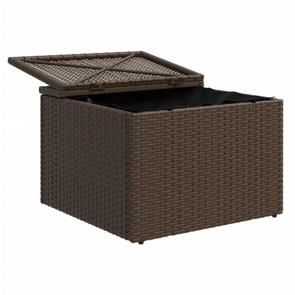 Gartenhocker mit Kissen Braun 55x55x37 cm Poly Rattan