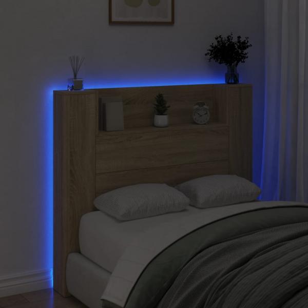 LED-Kopfteil mit Ablagen Sonoma-Eiche 120x16,5x103,5 cm