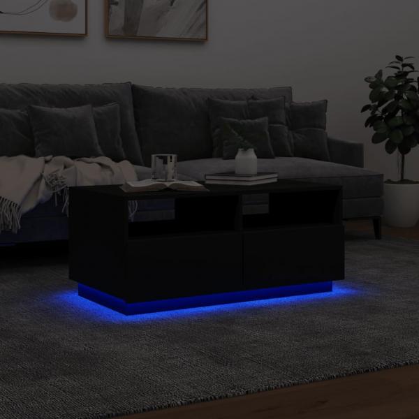 Couchtisch mit LED-Leuchten Schwarz 90x49x40 cm