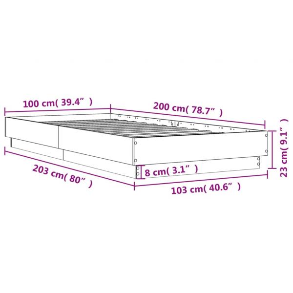 Bettgestell Räuchereiche 100x200 cm Holzwerkstoff