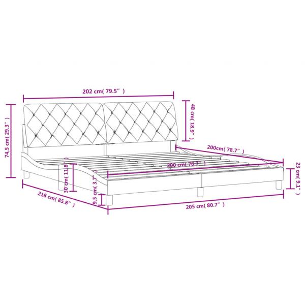 Bettgestell mit Kopfteil Hellgrau 200x200 cm Samt