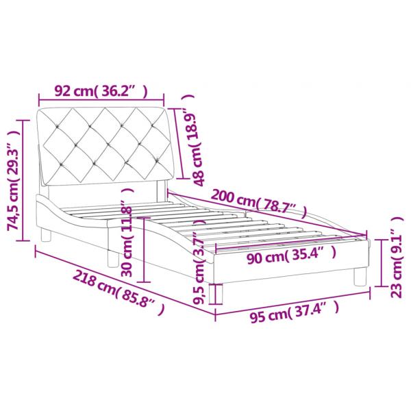 Bettgestell mit Kopfteil Blau 90x200 cm Samt