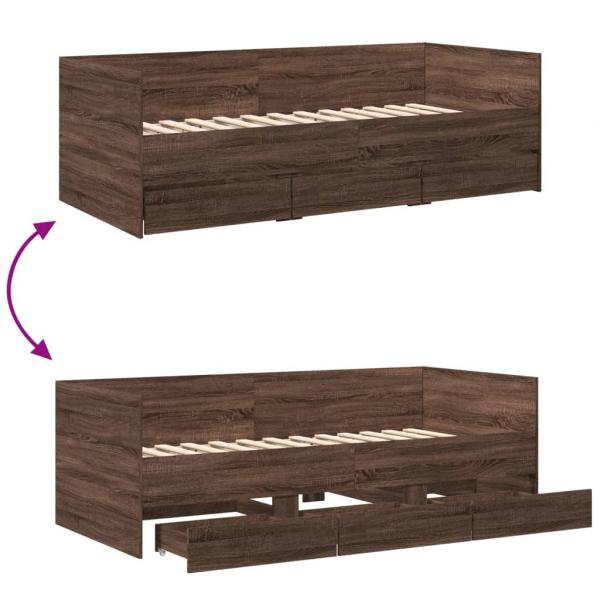 Tagesbett Schubladen Braun Eiche-Optik 75x190 cm Holzwerkstoff