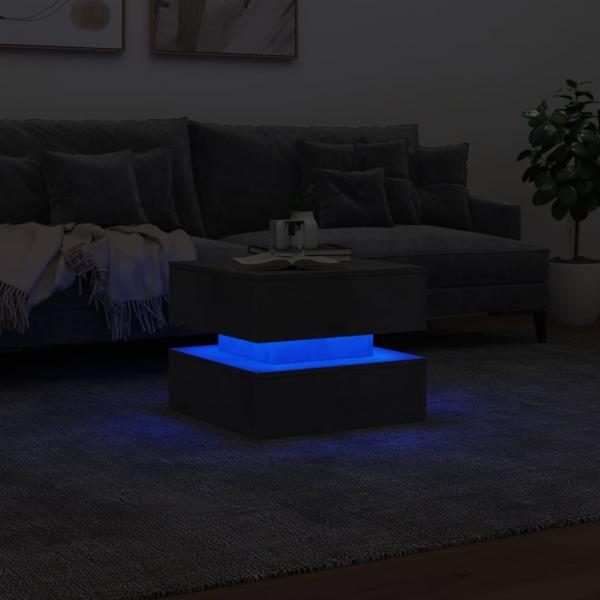 Couchtisch mit LED-Leuchten Betongrau 50x50x40 cm