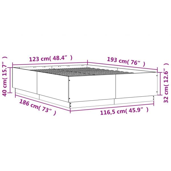 Bettgestell Betongrau 120x190 cm Holzwerkstoff