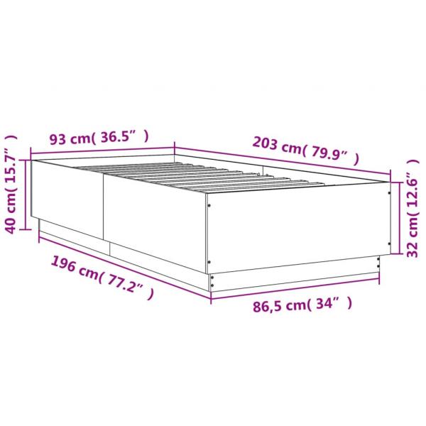 Bettgestell Schwarz 90x200 cm Holzwerkstoff