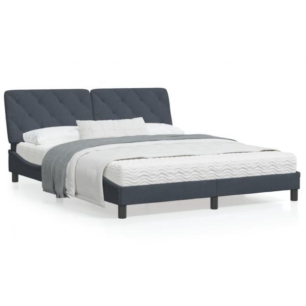 ARDEBO.de - Bett mit Matratze Dunkelgrau 160x200 cm Samt