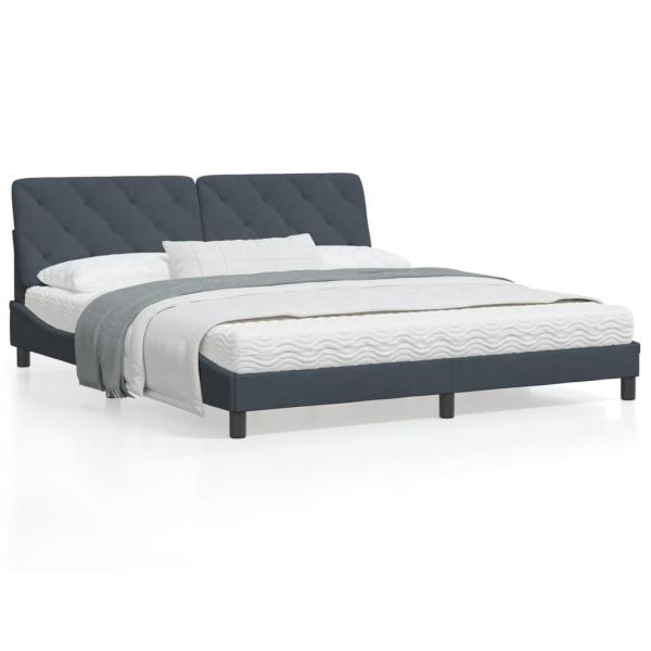 ARDEBO.de - Bett mit Matratze Dunkelgrau 180x200 cm Samt