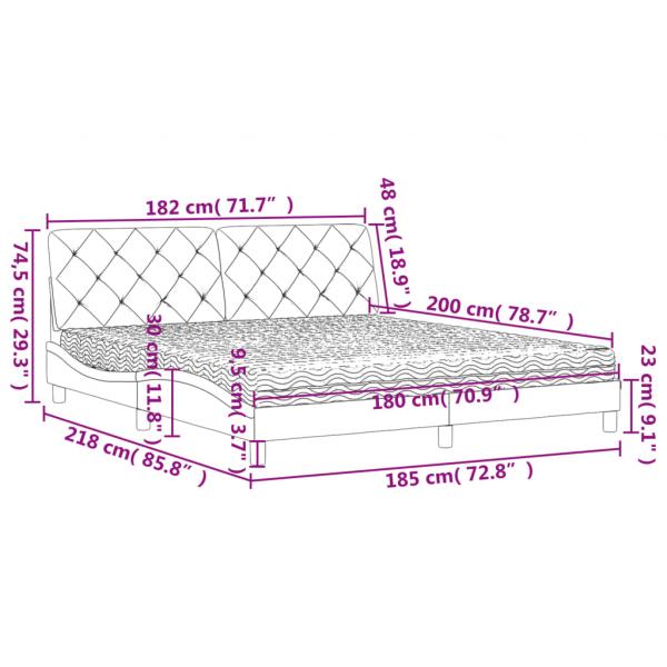 Bett mit Matratze Dunkelgrau 180x200 cm Samt