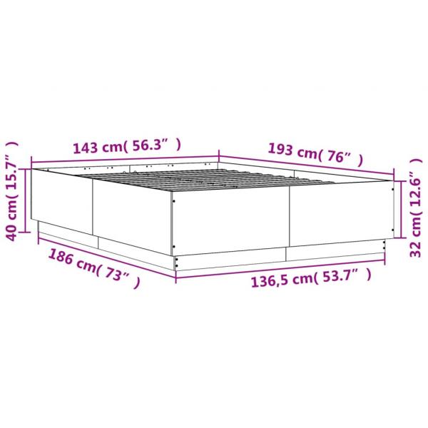 Bettgestell Sonoma-Eiche 140x190 cm Holzwerkstoff