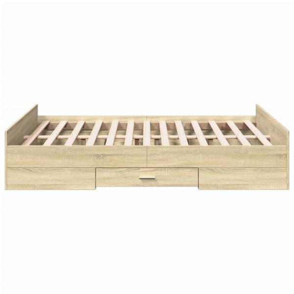 Bettgestell mit Schubladen Sonoma-Eiche 135x190cm Holzwerkstoff