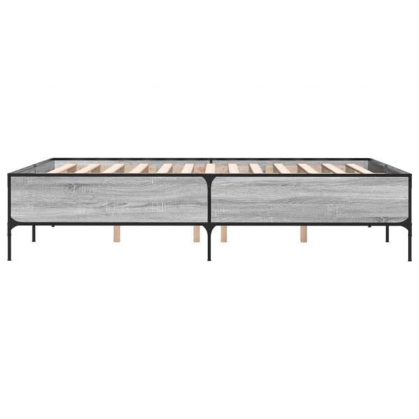 Bettgestell Grau Sonoma 135x190 cm Holzwerkstoff und Metall