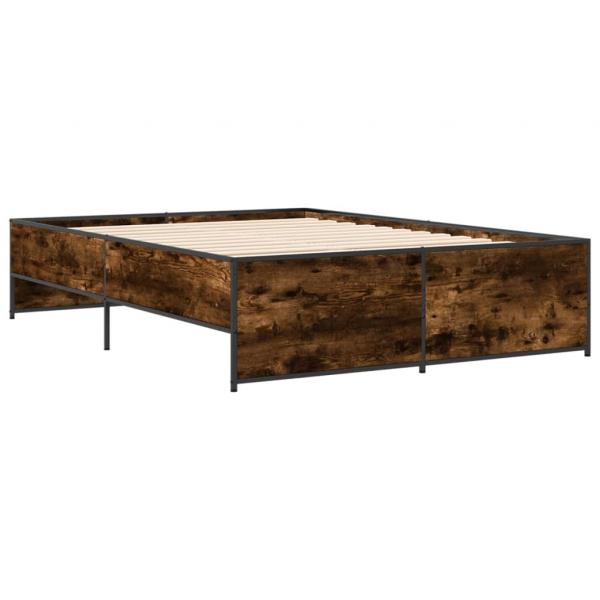 Bettgestell Räuchereiche 135x190 cm Holzwerkstoff und Metall