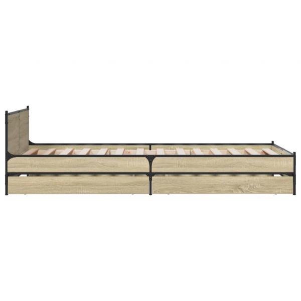 Bettgestell mit Schubladen Sonoma-Eiche 75x190 cm Holzwerkstoff