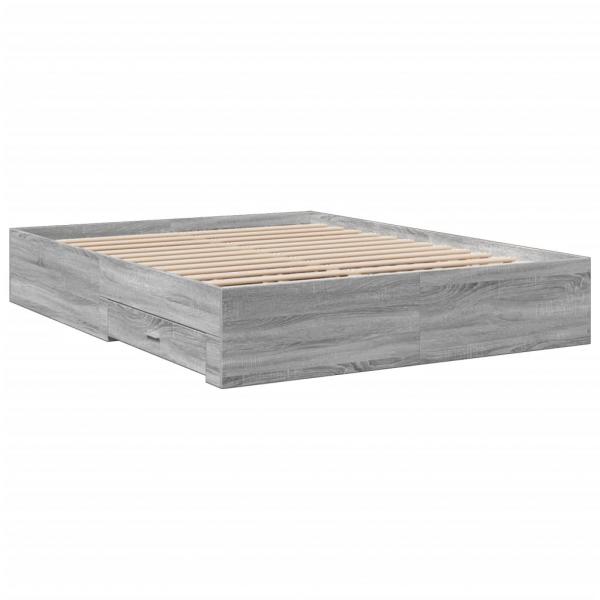 Bettgestell mit Schubladen Grau Sonoma 160x200 cm Holzwerkstoff