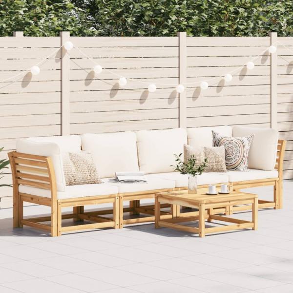 4-tlg. Garten-Lounge-Set mit Kissen Massivholz Akazie