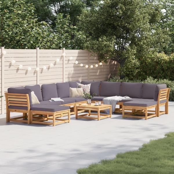 ARDEBO.de - 11-tlg. Garten-Lounge-Set mit Kissen Massivholz Akazie