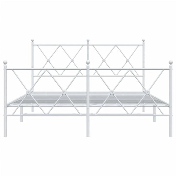 Bettgestell mit Kopf- und Fußteil Metall Weiß 137x190 cm