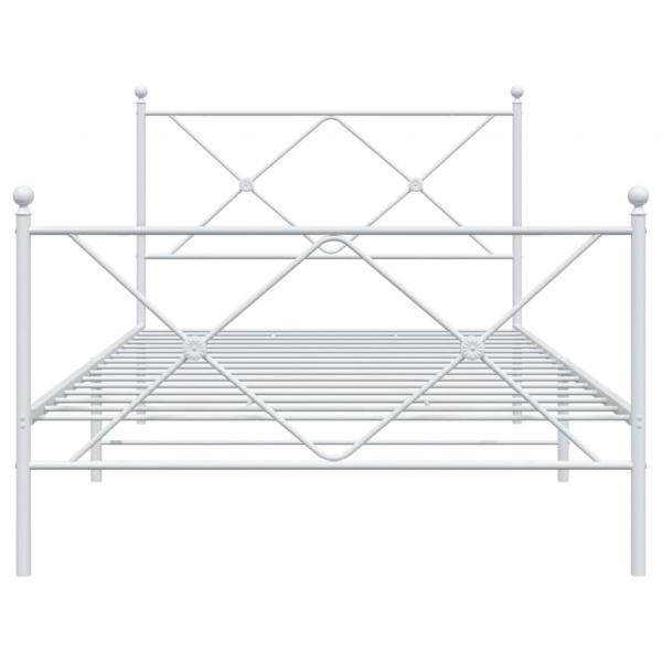 Bettgestell mit Kopf- und Fußteil Metall Weiß 100x190 cm