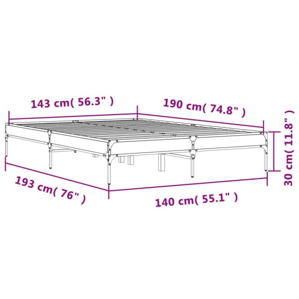 Bettgestell Schwarz 140x190 cm Holzwerkstoff und Metall