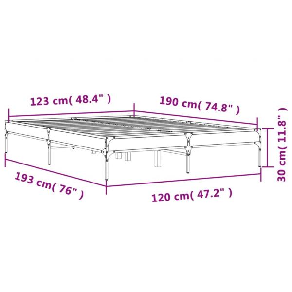 Bettgestell Räuchereiche 120x190 cm Holzwerkstoff und Metall