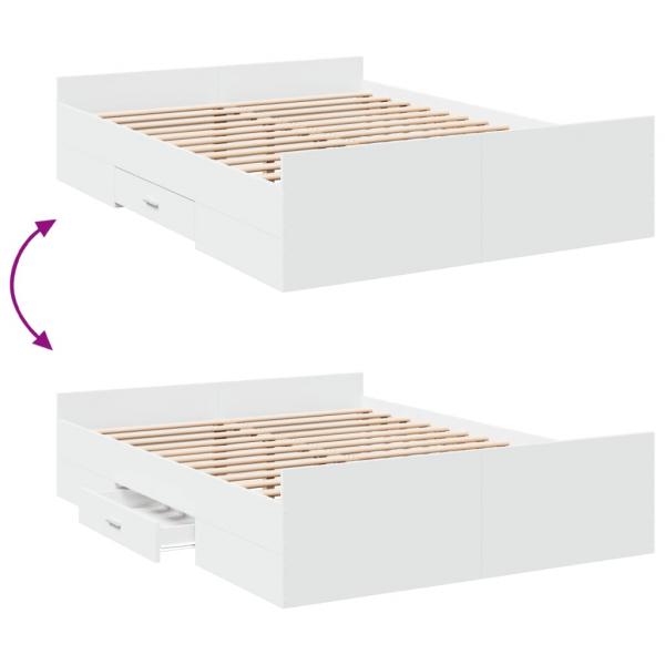 Bettgestell mit Schubladen Weiß 120x200 cm Holzwerkstoff