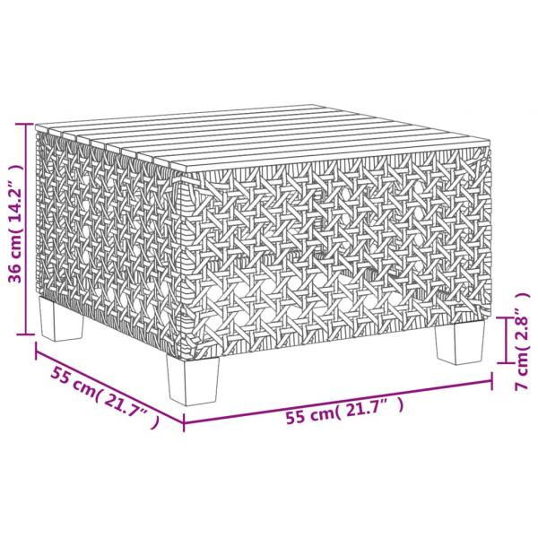 Gartentisch Schwarz 55x55x36 cm Poly Rattan Akazienholz