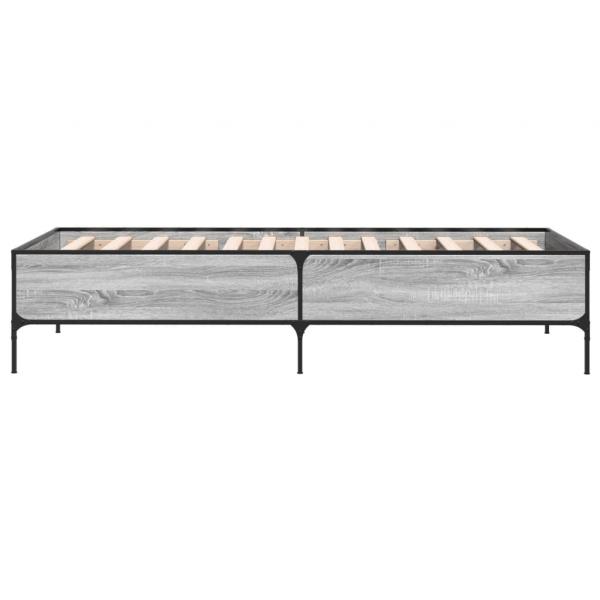 Bettgestell Grau Sonoma 75x190 cm Holzwerkstoff und Metall