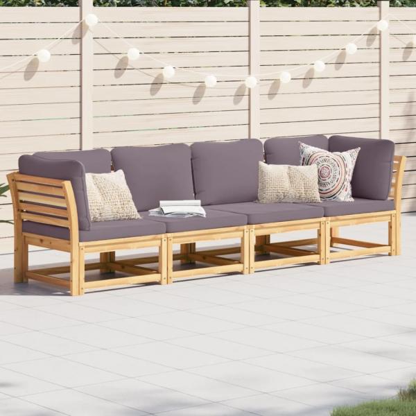 4-tlg. Garten-Lounge-Set mit Kissen Massivholz Akazie