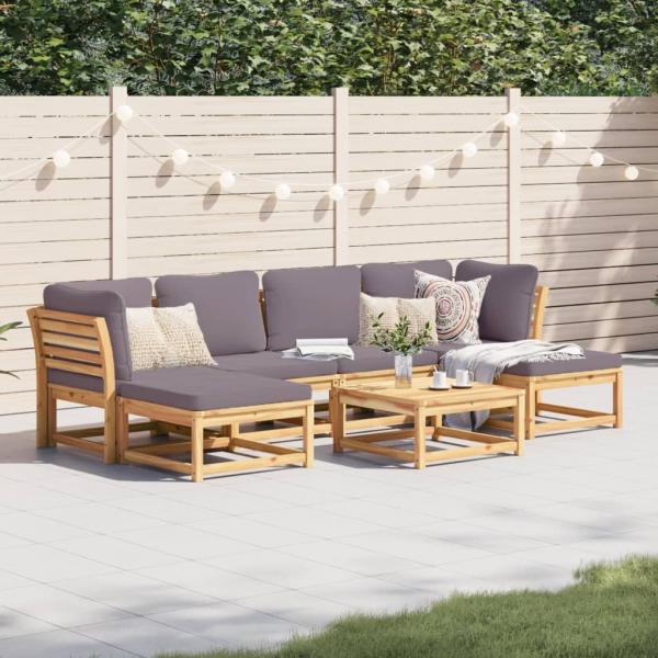 ARDEBO.de - 7-tlg. Garten-Lounge-Set mit Kissen Massivholz Akazie