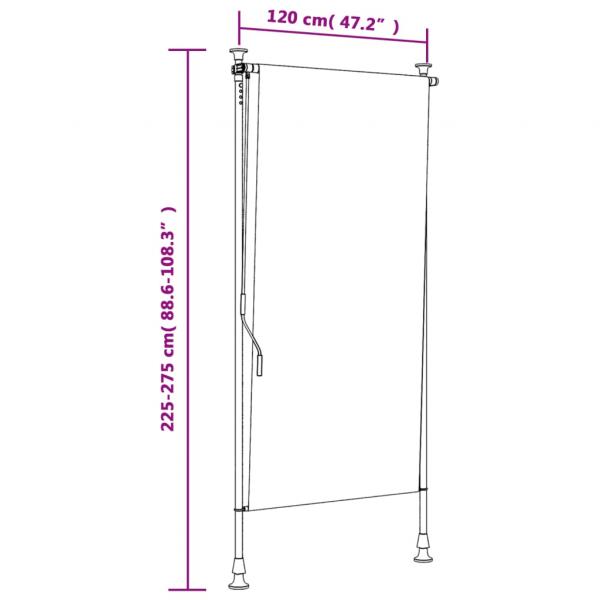 Außenrollo Blau und Weiß 120x270 cm Stoff und Stahl