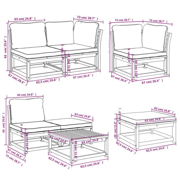 7-tlg. Garten-Lounge-Set mit Kissen Massivholz Akazie