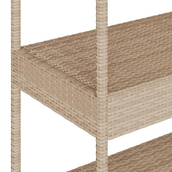 Barwagen 3 Böden Beige Poly Rattan und Massivholz Akazie