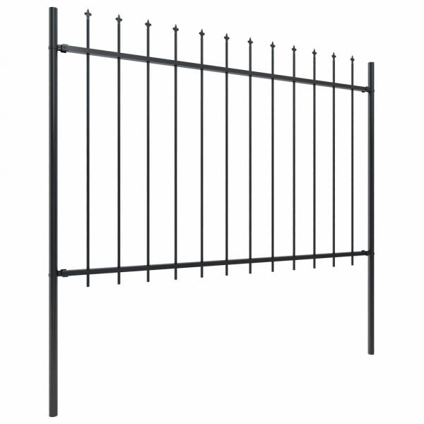 ARDEBO.de - Gartenzaun mit Speerspitzen Stahl 5,1 x 1,2 m Schwarz